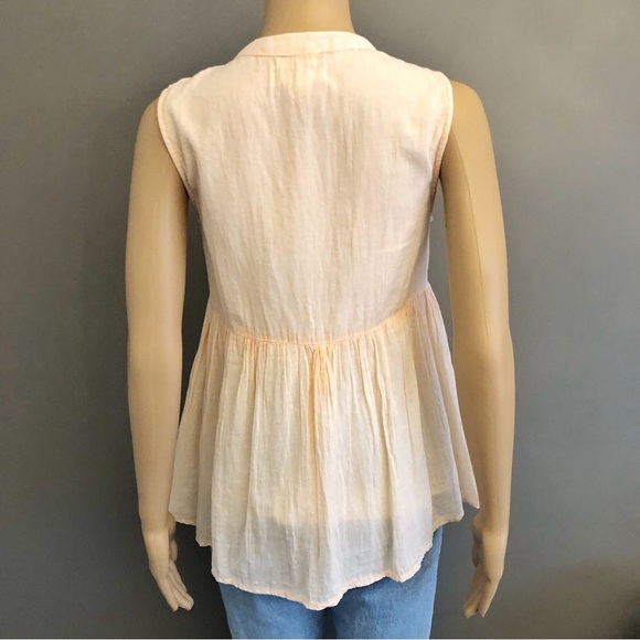 Vintage Boho Floral Festival Beige Casual Sleeveless Top with tassel. - Picture 2 of 11